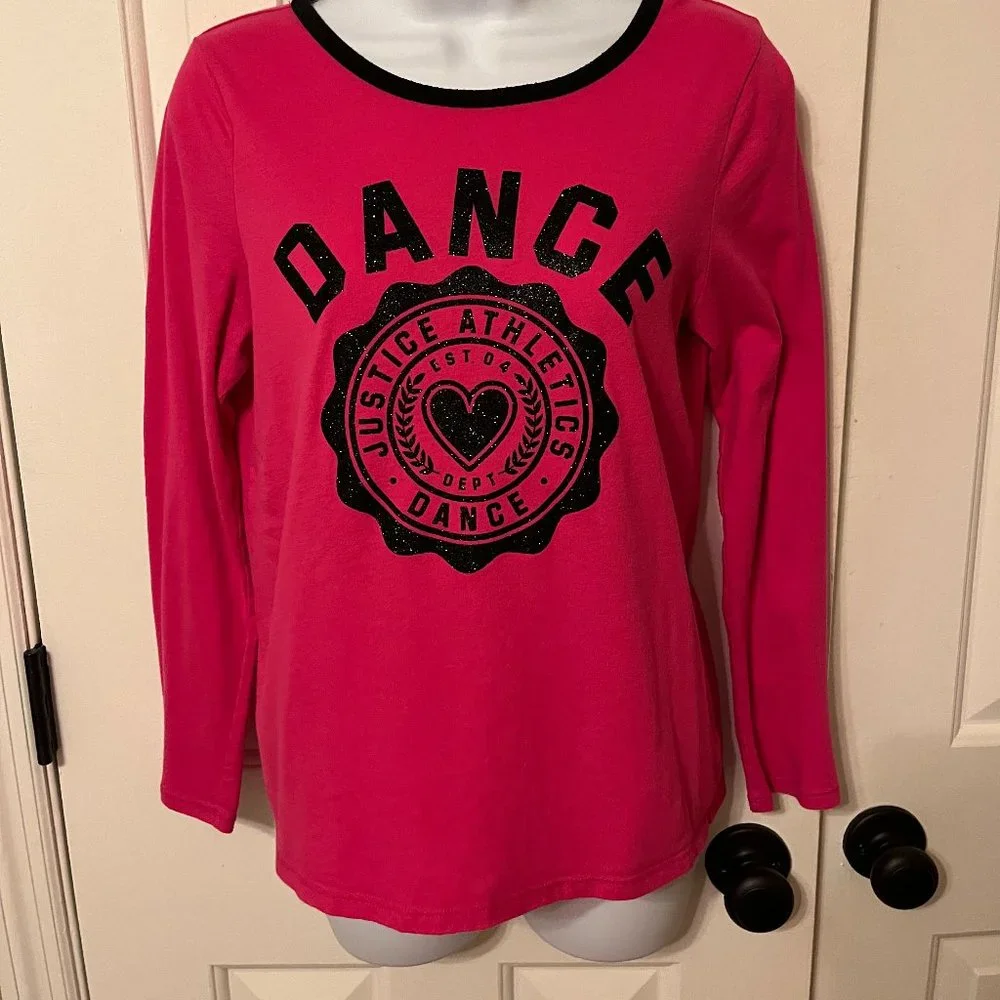 Justice Dance pink and black long sleeve top